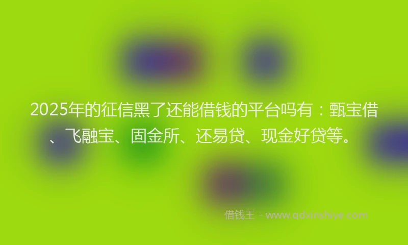 2025年的征信黑了还能借钱的平台吗有：甄宝借、飞融宝、固金所、还易贷、现金好贷等。