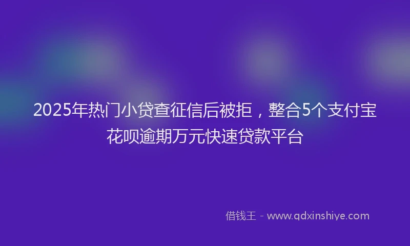2025年热门小贷查征信后被拒，整合5个支付宝花呗逾期万元快速贷款平台
