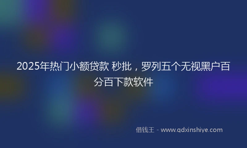 2025年热门小额贷款 秒批，罗列五个无视黑户百分百下款软件