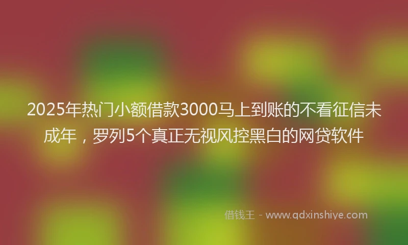2025年热门小额借款3000马上到账的不看征信未成年，罗列5个真正无视风控黑白的网贷软件