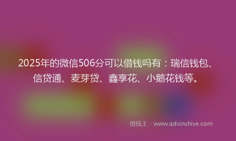 2025年的微信506分可以借钱吗有：瑞信钱包、信贷通、麦芽贷、鑫享花、小鹅花钱等。