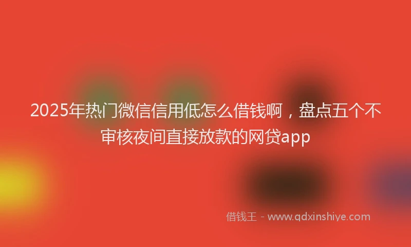 2025年热门微信信用低怎么借钱啊，盘点五个不审核夜间直接放款的网贷app