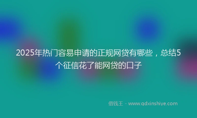 2025年热门容易申请的正规网贷有哪些，总结5个征信花了能网贷的口子