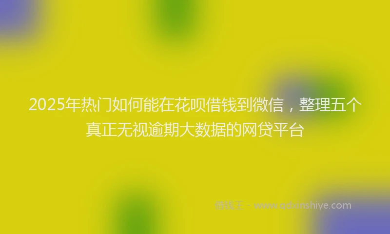 2025年热门如何能在花呗借钱到微信，整理五个真正无视逾期大数据的网贷平台