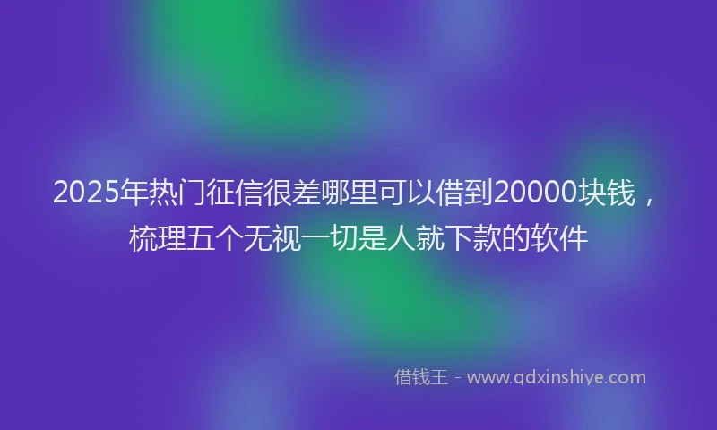 2025年热门征信很差哪里可以借到20000块钱，梳理五个无视一切是人就下款的软件