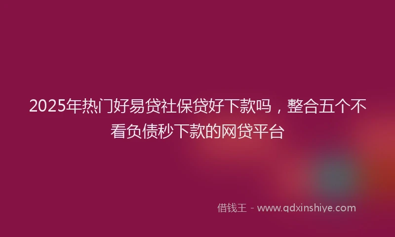 2025年热门好易贷社保贷好下款吗，整合五个不看负债秒下款的网贷平台