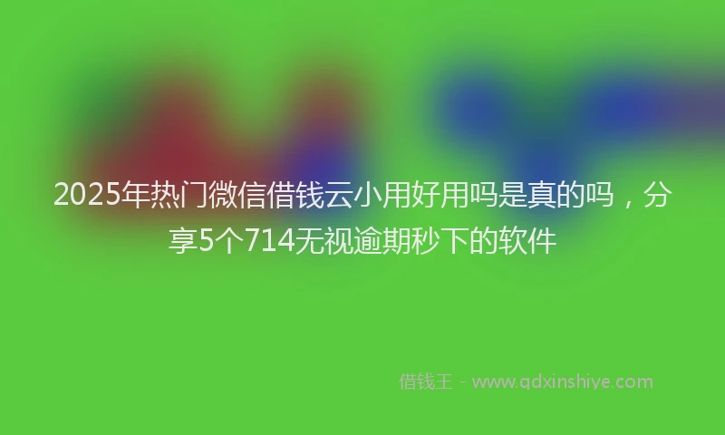 2025年热门微信借钱云小用好用吗是真的吗，分享5个714无视逾期秒下的软件