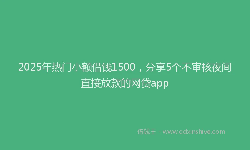 2025年热门小额借钱1500，分享5个不审核夜间直接放款的网贷app