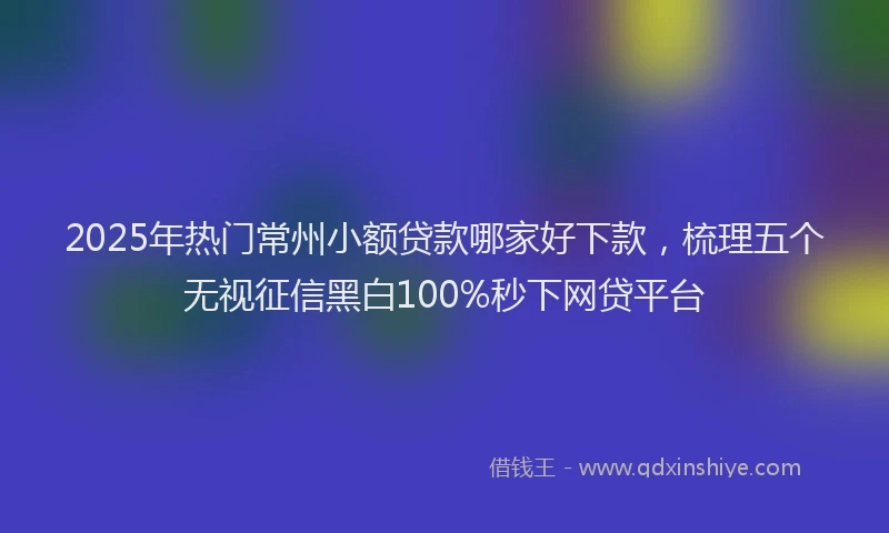 2025年热门常州小额贷款哪家好下款，梳理五个无视征信黑白100%秒下网贷平台