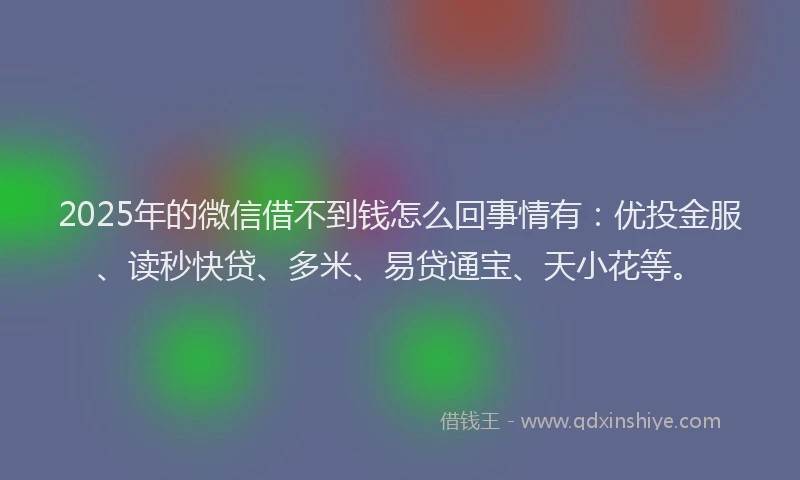 2025年的微信借不到钱怎么回事情有：优投金服、读秒快贷、多米、易贷通宝、天小花等。
