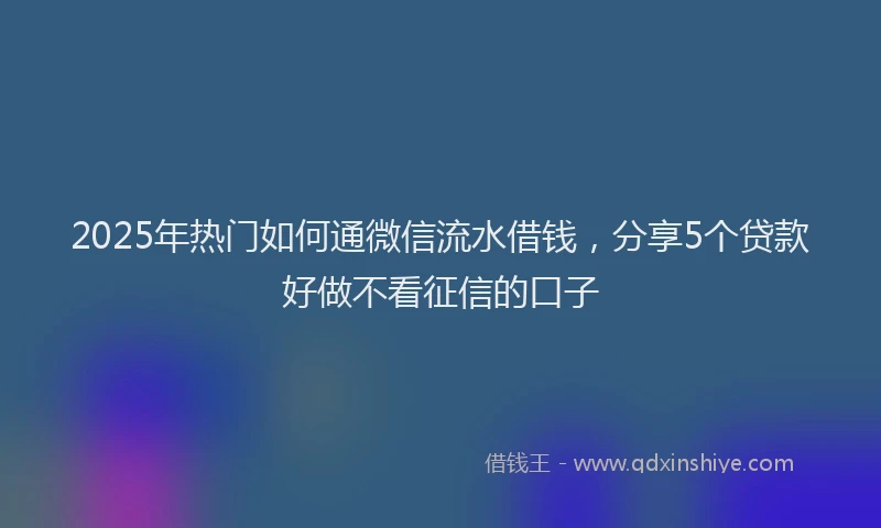 2025年热门如何通微信流水借钱，分享5个贷款好做不看征信的口子