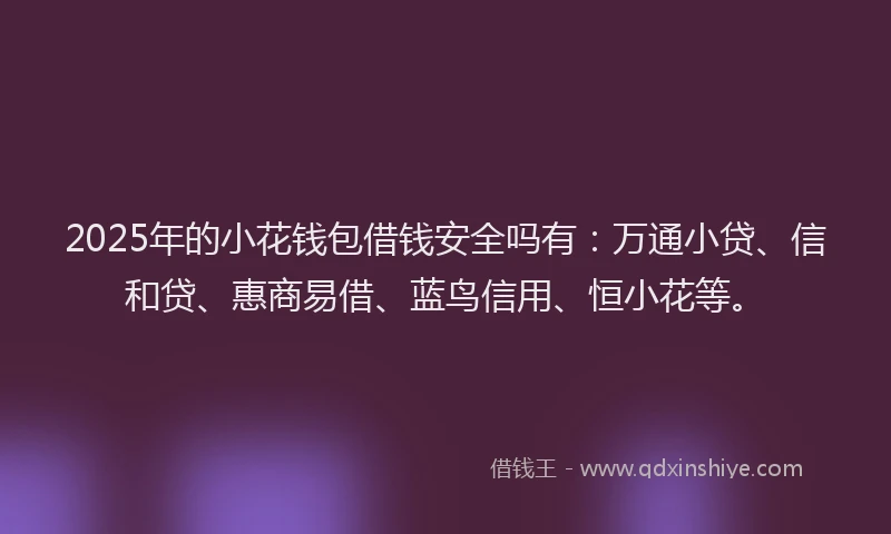 2025年的小花钱包借钱安全吗有：万通小贷、信和贷、惠商易借、蓝鸟信用、恒小花等。