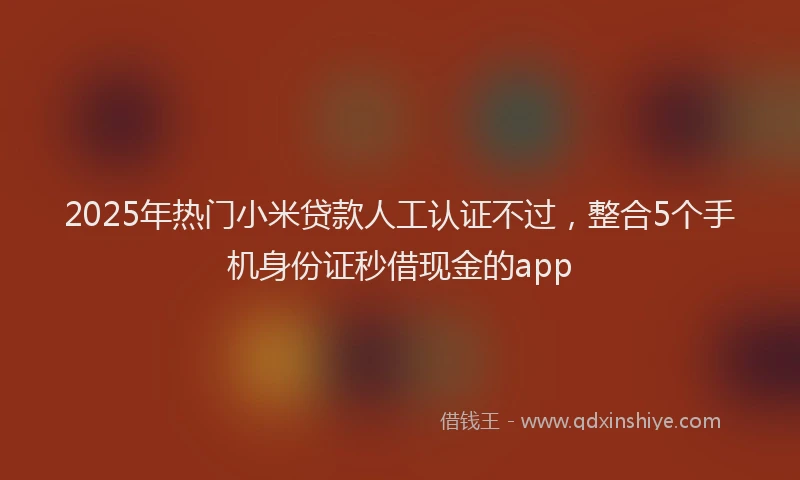 2025年热门小米贷款人工认证不过，整合5个手机身份证秒借现金的app