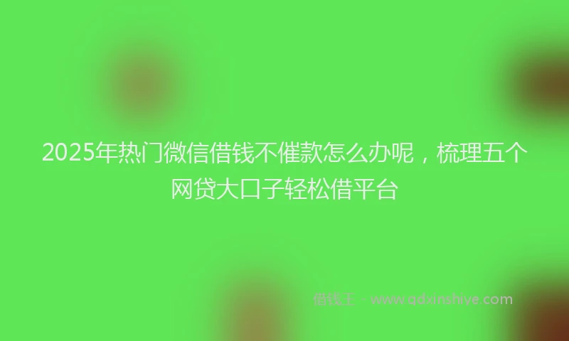 2025年热门微信借钱不催款怎么办呢，梳理五个网贷大口子轻松借平台
