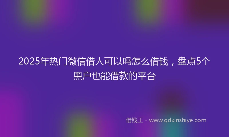 2025年热门微信借人可以吗怎么借钱，盘点5个黑户也能借款的平台
