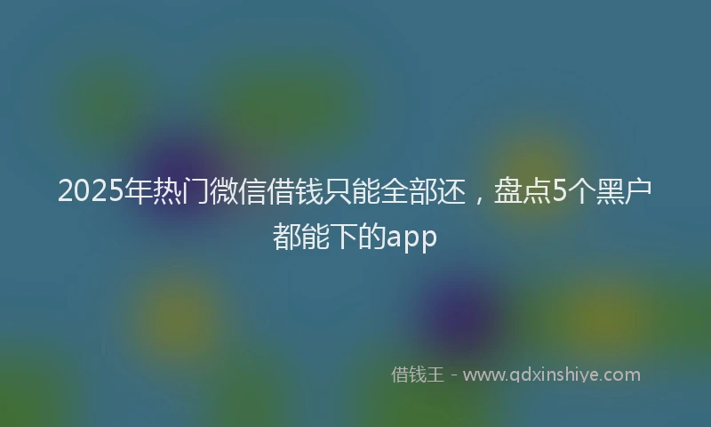 2025年热门微信借钱只能全部还，盘点5个黑户都能下的app