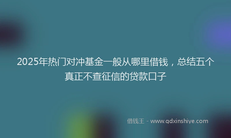 2025年热门对冲基金一般从哪里借钱，总结五个真正不查征信的贷款口子