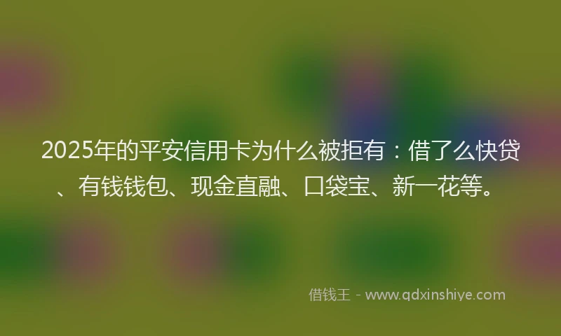 2025年的平安信用卡为什么被拒有：借了么快贷、有钱钱包、现金直融、口袋宝、新一花等。