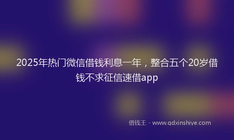 2025年热门微信借钱利息一年，整合五个20岁借钱不求征信速借app