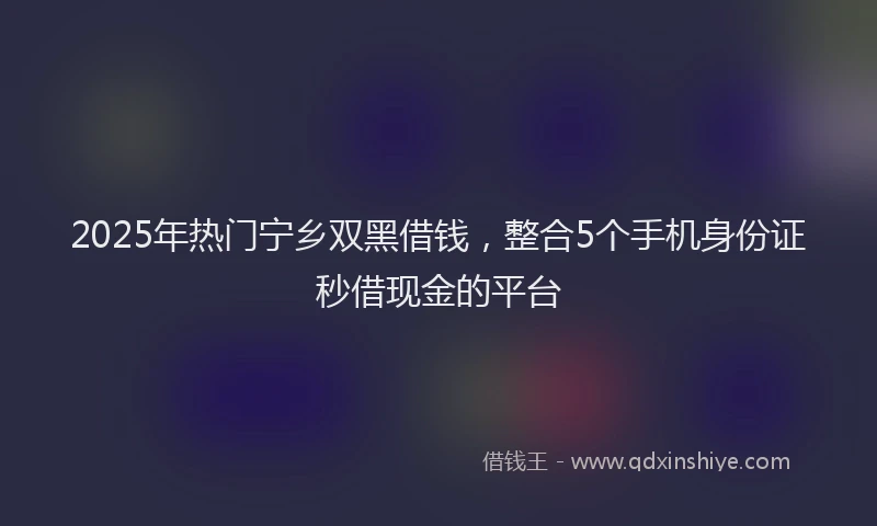 2025年热门宁乡双黑借钱，整合5个手机身份证秒借现金的平台