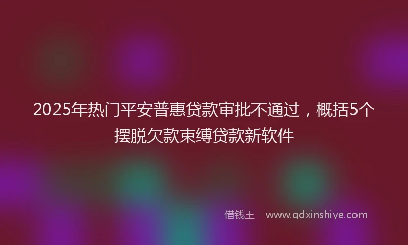 2025年热门平安普惠贷款审批不通过，概括5个摆脱欠款束缚贷款新软件