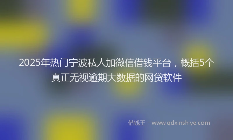 2025年热门宁波私人加微信借钱平台，概括5个真正无视逾期大数据的网贷软件