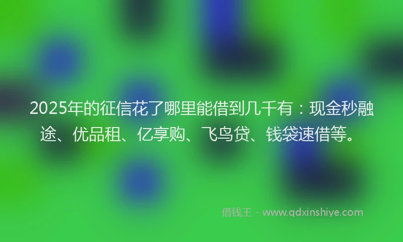 2025年的征信花了哪里能借到几千有：现金秒融途、优品租、亿享购、飞鸟贷、钱袋速借等。