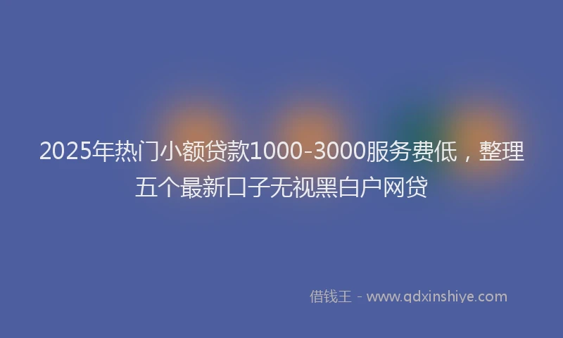 2025年热门小额贷款1000-3000服务费低，整理五个最新口子无视黑白户网贷