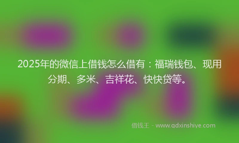 2025年的微信上借钱怎么借有：福瑞钱包、现用分期、多米、吉祥花、快快贷等。