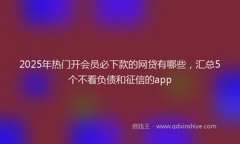 2025年热门开会员必下款的网贷有哪些，汇总5个不看负债和征信的app
