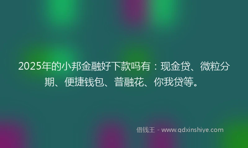 2025年的小邦金融好下款吗有：现金贷、微粒分期、便捷钱包、普融花、你我贷等。