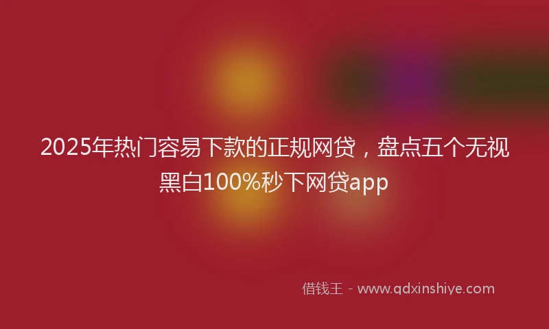 2025年热门容易下款的正规网贷，盘点五个无视黑白100%秒下网贷app