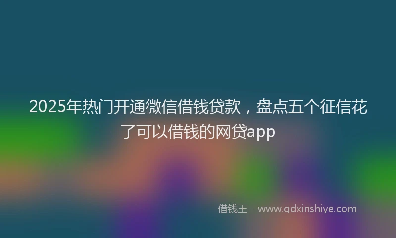 2025年热门开通微信借钱贷款，盘点五个征信花了可以借钱的网贷app