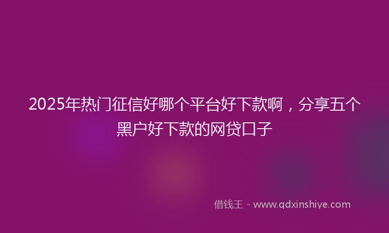 2025年热门征信好哪个平台好下款啊，分享五个黑户好下款的网贷口子
