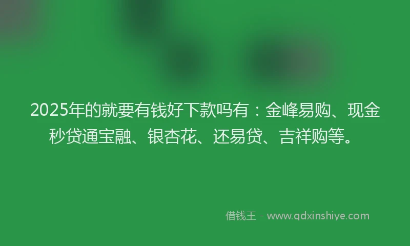 2025年的就要有钱好下款吗有：金峰易购、现金秒贷通宝融、银杏花、还易贷、吉祥购等。