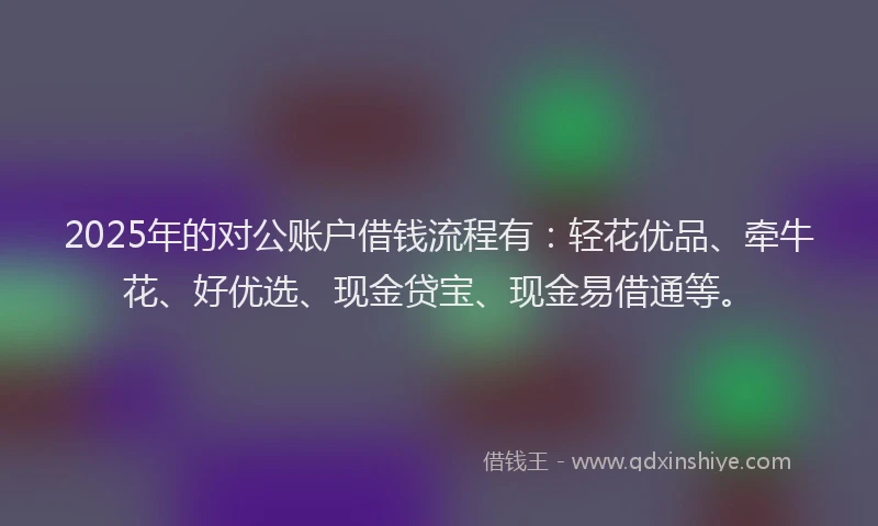 2025年的对公账户借钱流程有：轻花优品、牵牛花、好优选、现金贷宝、现金易借通等。