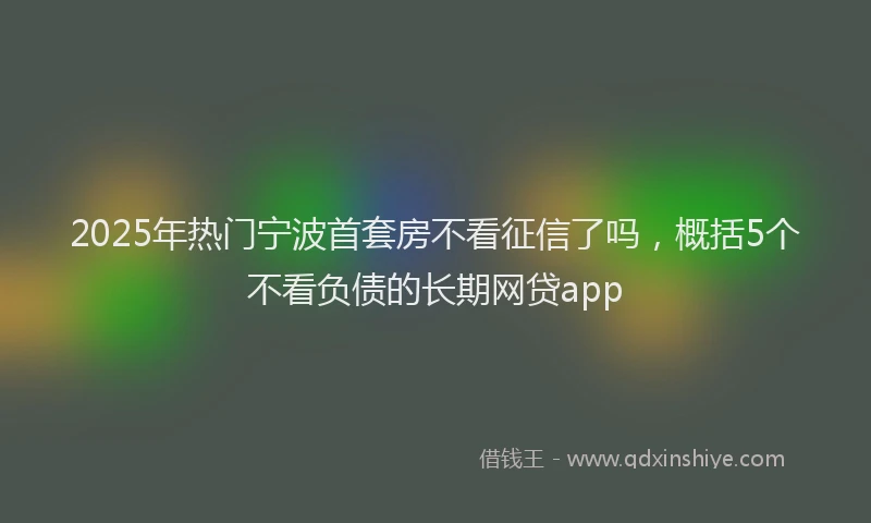 2025年热门宁波首套房不看征信了吗，概括5个不看负债的长期网贷app