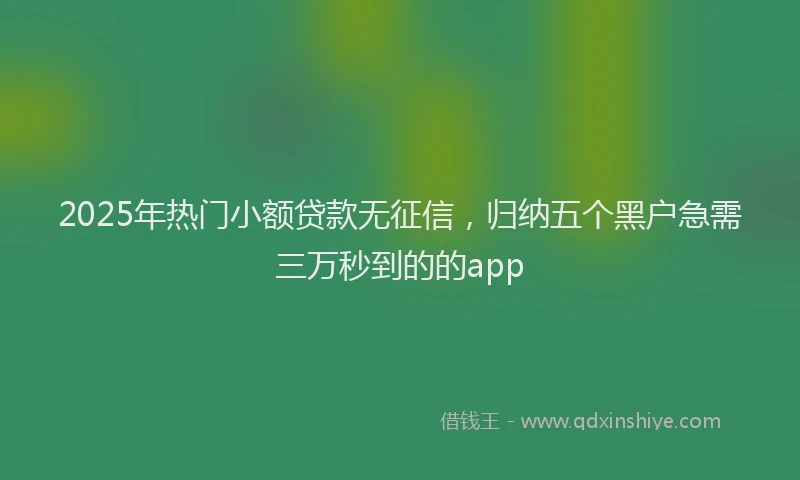 2025年热门小额贷款无征信，归纳五个黑户急需三万秒到的的app