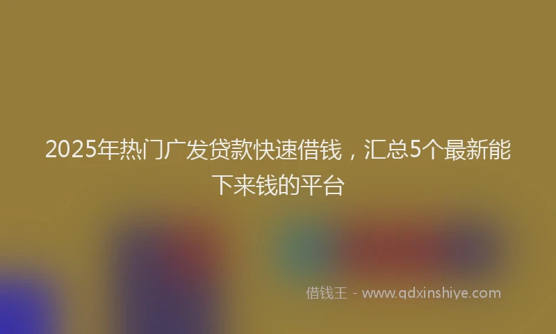2025年热门广发贷款快速借钱，汇总5个最新能下来钱的平台