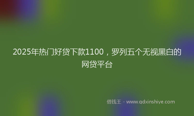2025年热门好贷下款1100，罗列五个无视黑白的网贷平台