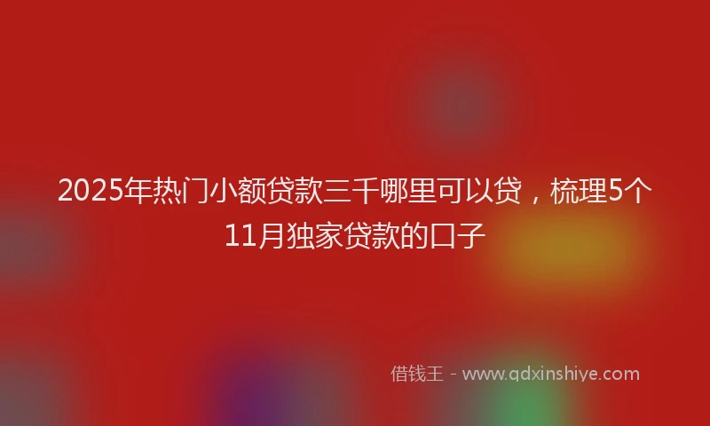 2025年热门小额贷款三千哪里可以贷，梳理5个11月独家贷款的口子
