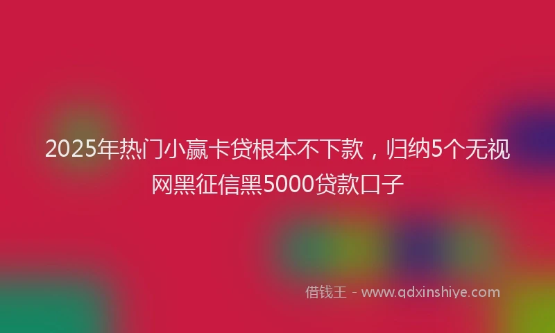 2025年热门小赢卡贷根本不下款，归纳5个无视网黑征信黑5000贷款口子