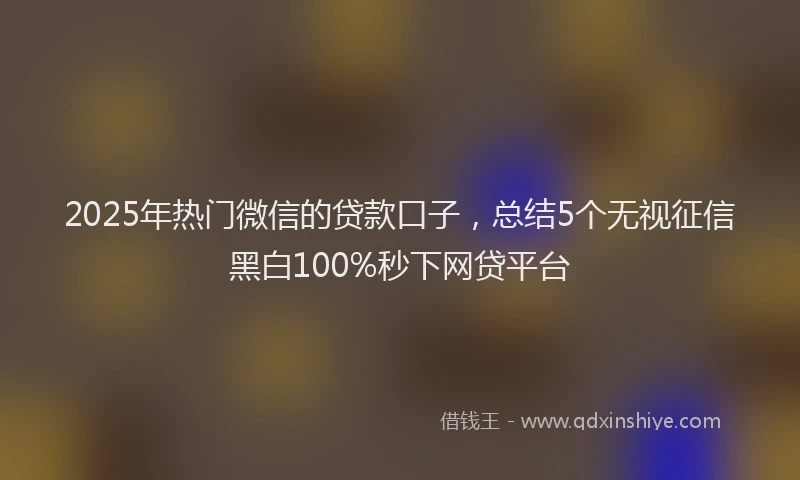 2025年热门微信的贷款口子，总结5个无视征信黑白100%秒下网贷平台