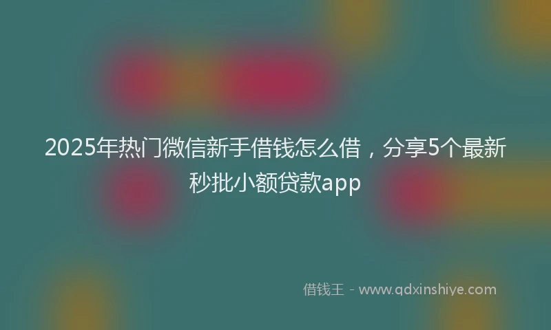 2025年热门微信新手借钱怎么借，分享5个最新秒批小额贷款app