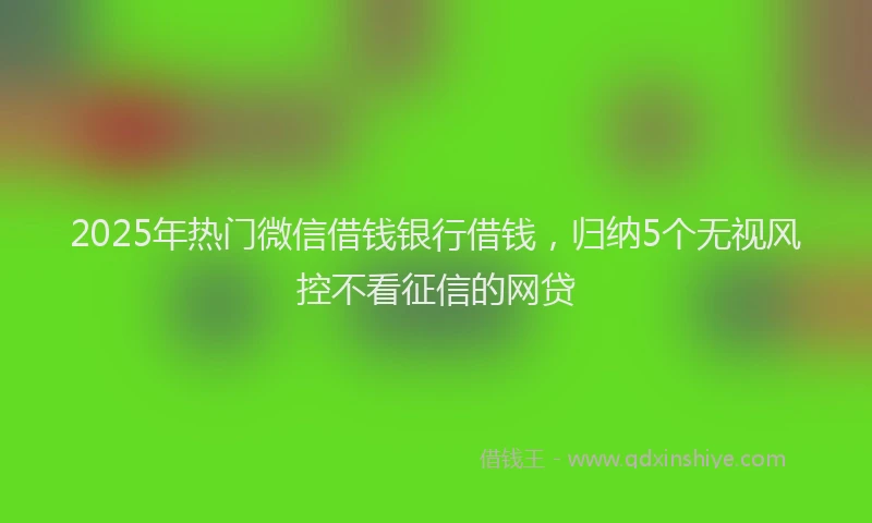 2025年热门微信借钱银行借钱，归纳5个无视风控不看征信的网贷