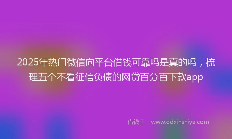 2025年热门微信向平台借钱可靠吗是真的吗，梳理五个不看征信负债的网贷百分百下款app