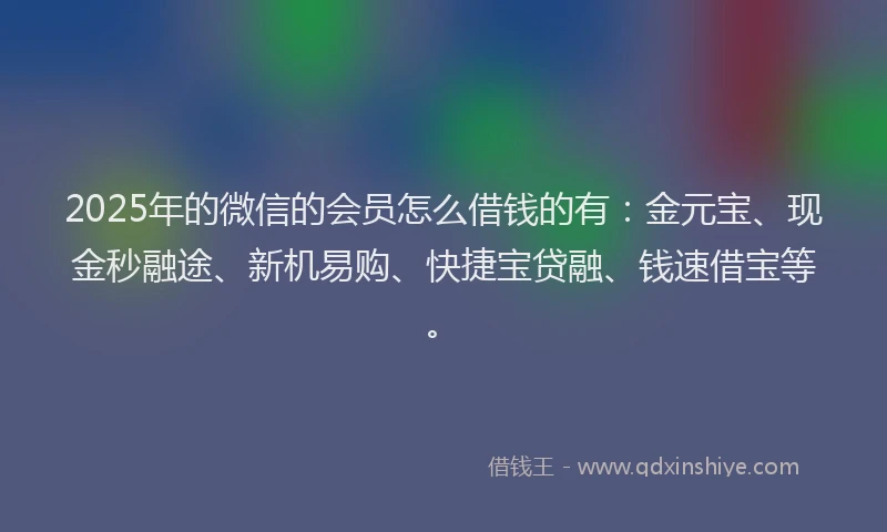 2025年的微信的会员怎么借钱的有：金元宝、现金秒融途、新机易购、快捷宝贷融、钱速借宝等。