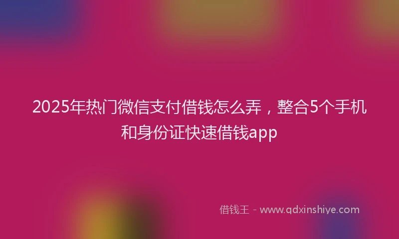 2025年热门微信支付借钱怎么弄，整合5个手机和身份证快速借钱app
