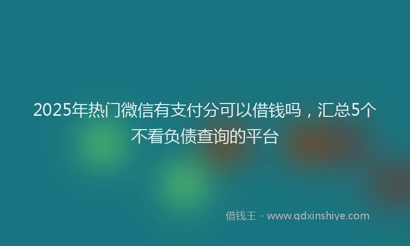 2025年热门微信有支付分可以借钱吗，汇总5个不看负债查询的平台
