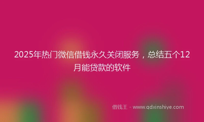 2025年热门微信借钱永久关闭服务，总结五个12月能贷款的软件